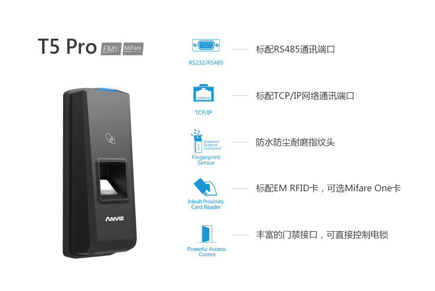 T5 Pro窄邊框指紋門(mén)禁機